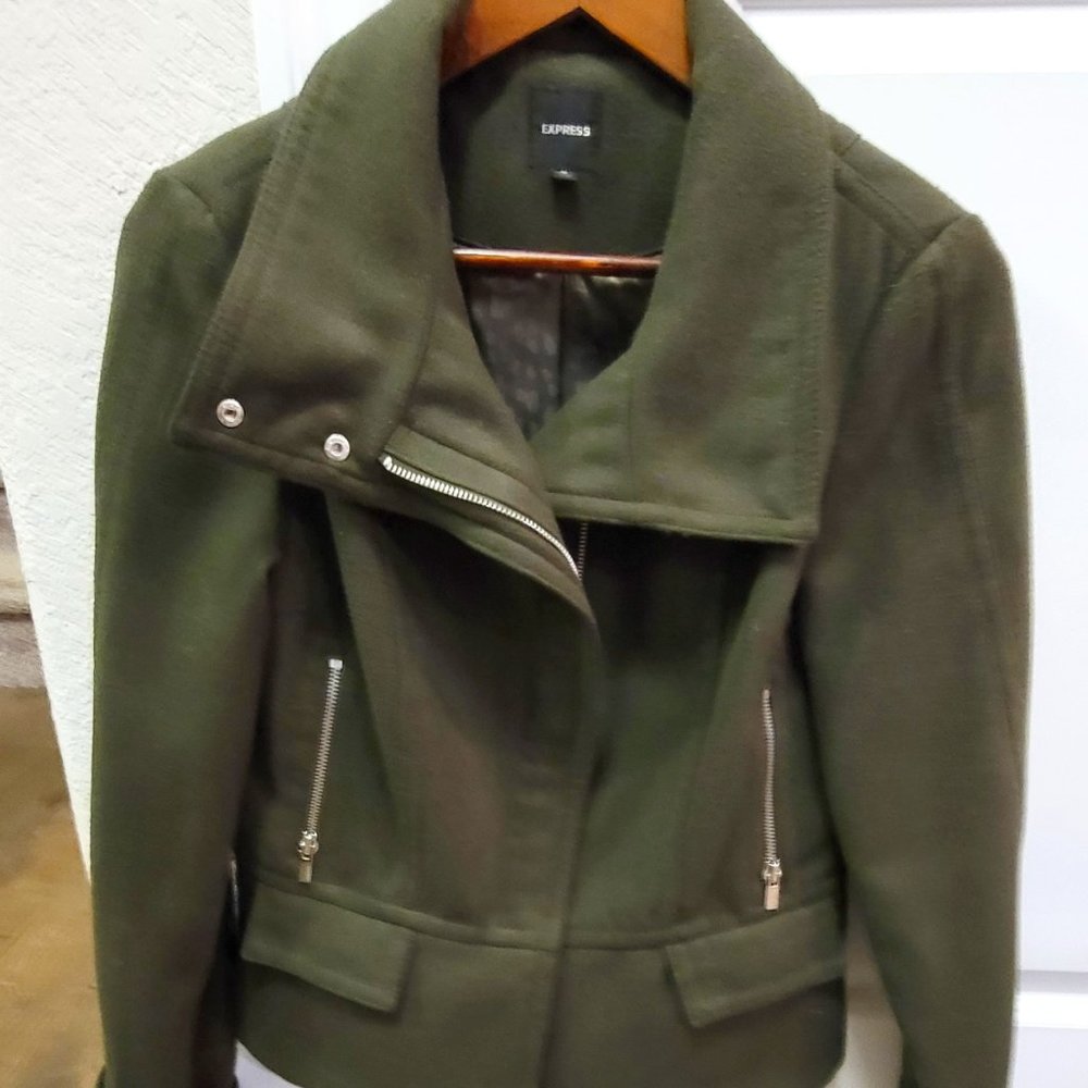 Dark Green Pea Coat from Express, size M